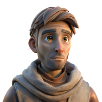 wonderful artistic Portrait of a weary traveler with dusty clothes and a faraway gaze, warm sunset lighting, digital painting style high quality png