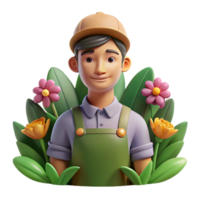 elegant abstract Portrait of a gardener surrounded by flowers, soft natural light, botanical illustration style authentic png