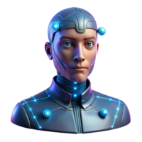 elegant creative Portrait of an AI construct with glowing circuits and data streams, futuristic lighting, digital art style high resolution png