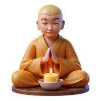 wonderful creative Portrait of a serene monk in meditation, soft candlelight, spiritual art style high resolution png