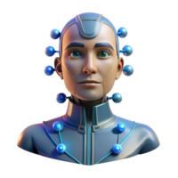 impressive artistic Portrait of an AI construct with glowing circuits and data streams, futuristic lighting, digital art style high resolution png