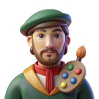 magnificent classic Portrait of a Renaissance artist with paintbrush and palette, soft studio light, Renaissance art style high quality png