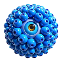 impressive minimalist A swarm of nanobots forming the shape of a human eye, vibrant blue lighting, microscopic photography, original png