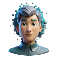extraordinary traditional An face composed of pixels dissolving into data streams, dynamic lighting, glitch art, 4K png