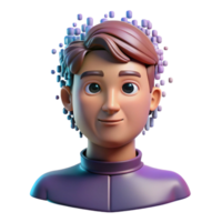 vibrant contemporary An face composed of pixels dissolving into data streams, dynamic lighting, glitch art, 4K png