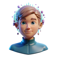 serene contemporary An face composed of pixels dissolving into data streams, dynamic lighting, glitch art, high quality png