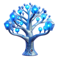 stunning rustic A bioluminescent tree with branches made of circuit boards, ethereal lighting, fantasy art, high resolution png