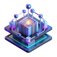 wonderful modern A quantum computer processing complex data visualizations, neon lighting, abstract art, high quality png