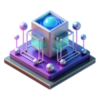 vibrant modern A quantum computer processing complex data visualizations, neon lighting, abstract art, exclusive png