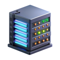 elegant minimalist A server rack with blinking lights and cables, dark room lighting, data center, high resolution png