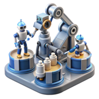 extraordinary rustic A group of robots collaborating on a complex task, industrial lighting, futuristic factory, authentic png