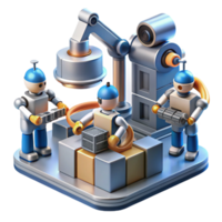 dramatic vintage A group of robots collaborating on a complex task, industrial lighting, futuristic factory, high resolution png