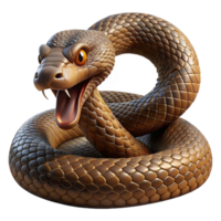 serene minimalist A coiled rattlesnake ready to strike, close-up shot with dramatic lighting, nature documentary style premium png