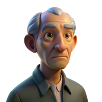 serene modern Portrait of an elderly man with deep wrinkles and a thoughtful expression, illuminated by a single overhead spotlight, in a chiaroscuro style professional png