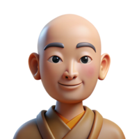 magnificent creative Portrait of a serene monk with a shaved head and a peaceful expression, soft natural light, minimalist style original png