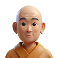 vibrant rustic Portrait of a serene monk with a shaved head and a peaceful expression, soft natural light, minimalist style detailed png