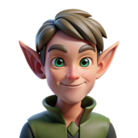 stunning classic Portrait of a mischievous elf with pointed ears and a playful smirk, dappled forest light, fantasy art style high resolution png