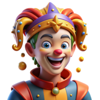 wonderful rustic Portrait of a charming jester with colorful makeup and a playful expression, bright carnival light, theatrical portrait style exclusive png