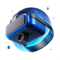 elegant vintage A futuristic VR headset with sleek lines and glowing blue accents, floating in space, illuminated by a dramatic, chiaroscuro lighting style, in a product design style original png