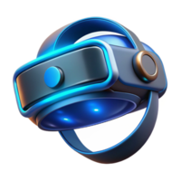 magnificent abstract A futuristic VR headset with sleek lines and glowing blue accents, floating in space, illuminated by a dramatic, chiaroscuro lighting style, in a product design style professional png