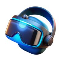 dramatic creative A futuristic VR headset with sleek lines and glowing blue accents, floating in space, illuminated by a dramatic, chiaroscuro lighting style, in a product design style 4K png