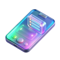 magnificent classic A futuristic, transparent smartphone displaying holographic information, illuminated by a soft, ambient light, in a minimalist, product design style high resolution png