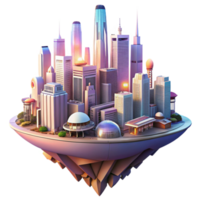extraordinary abstract A futuristic city built on a giant, floating platform, with flying cars and towering skyscrapers, illuminated by a warm, sunset glow, in a utopian cityscape style genuine png