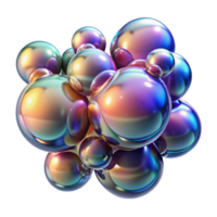 beautiful artistic A cluster of iridescent bubbles, floating in zero gravity, with realistic reflections and refractions, under a bright, studio light professional png