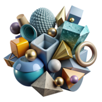 elegant rustic A chaotic jumble of geometric shapes, with a variety of textures and materials, under a dramatic, chiaroscuro lighting high resolution png