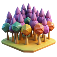 impressive artistic A field of stylized, geometric trees, with bold, contrasting colors and a graphic design aesthetic detailed png