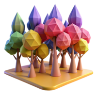 wonderful contemporary A field of stylized, geometric trees, with bold, contrasting colors and a graphic design aesthetic professional png