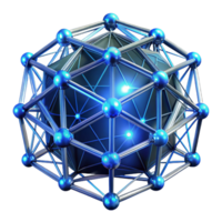 magnificent modern A network of interconnected, glowing nodes, forming a complex, geometric pattern, illuminated by a cool, blue light, cyberpunk style high quality png