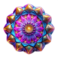 wonderful modern A kaleidoscope of fractal patterns, in a vibrant, psychedelic color palette, illuminated by a bright, pulsating light, op art style high quality png