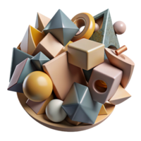 magnificent rustic A chaotic jumble of fragmented shapes and textures, in a muted, earthy color palette, illuminated by a soft, ambient light, cubist style genuine png