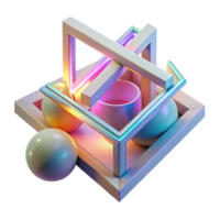 vibrant minimalist A dynamic composition of intersecting lines and geometric shapes, in a minimalist, Bauhaus style, illuminated by a soft, neon light premium png