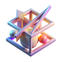 dramatic artistic A dynamic composition of intersecting lines and geometric shapes, in a minimalist, Bauhaus style, illuminated by a soft, neon light professional png