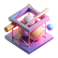 vibrant abstract A dynamic composition of intersecting lines and geometric shapes, in a minimalist, Bauhaus style, illuminated by a soft, neon light detailed png