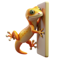beautiful modern A gecko clinging to a vertical wall, studio lighting, macro photography high resolution png