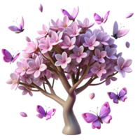 beautiful artistic A swarm of butterflies surrounding a flowering tree, soft diffused lighting, dreamlike photography high resolution png