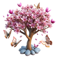 stunning artistic A swarm of butterflies surrounding a flowering tree, soft diffused lighting, dreamlike photography detailed png