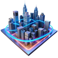 elegant creative A futuristic cityscape built on interconnected circuit boards, towering skyscrapers emitting neon light trails, cyberpunk style with a high-angle perspective genuine png