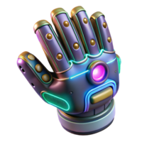 elegant modern A futuristic data glove, emitting holographic displays, intricate sensors and wiring visible, cyberpunk style with neon accents exclusive png