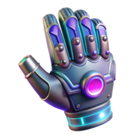 impressive vintage A futuristic data glove, emitting holographic displays, intricate sensors and wiring visible, cyberpunk style with neon accents exclusive png