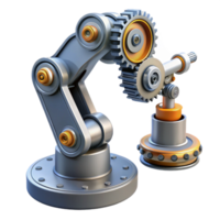 dramatic contemporary A robotic arm assembling a complex nanomachine, intricate gears and robotic components visible, industrial and technical style premium png