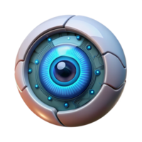dramatic abstract A cybernetic eye, iris glowing with digital data, intricate circuitry visible, cyberpunk and biomechanical style detailed png