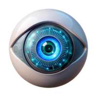 magnificent abstract A cybernetic eye, iris glowing with digital data, intricate circuitry visible, cyberpunk and biomechanical style original png