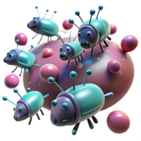 magnificent rustic A swarm of nanobots repairing damaged tissue, microscopic view with bioluminescent highlights, medical and scientific visualization style authentic png