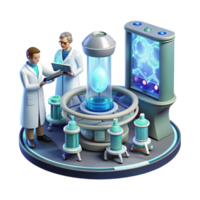 impressive artistic A futuristic laboratory filled with advanced technology, scientists working on holographic displays, scientific and futuristic style high resolution png