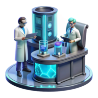 elegant contemporary A futuristic laboratory filled with advanced technology, scientists working on holographic displays, scientific and futuristic style authentic png