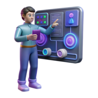 impressive modern A futuristic interface, displaying complex data visualizations, user interacting with touch controls, cyberpunk style professional png